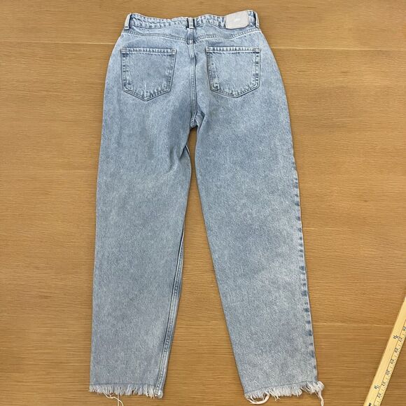 Women's Zara Straight Leg High Waist Distressed Denim Jeans Size 6 - Picture 4 of 9